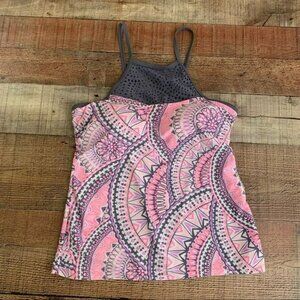 Free country womens tankini swimsuit top in pink and gray - S